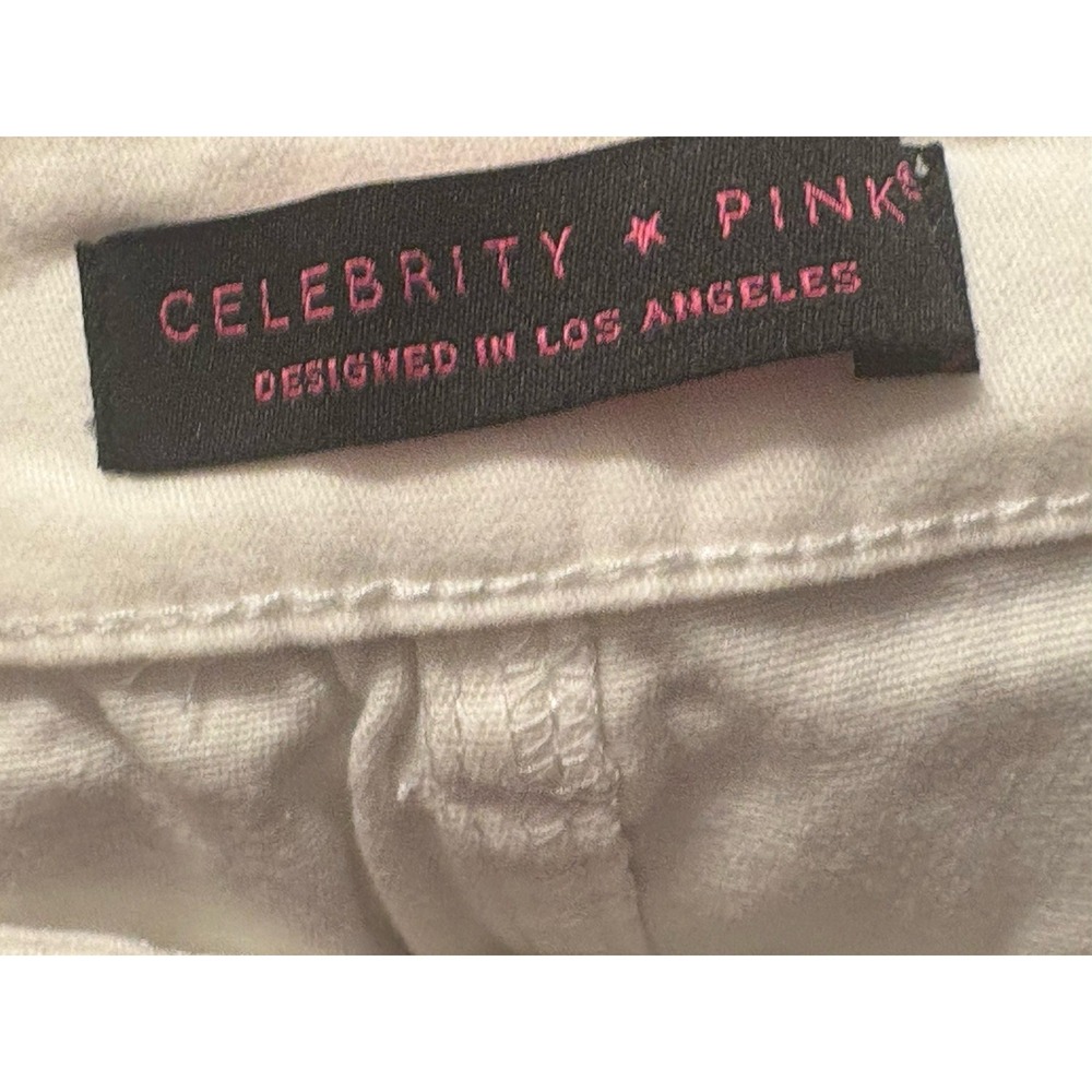 Celebrity Pink Skirt White A-Line Denim Button Down Front Size 3/26 - Picture 4 of 6